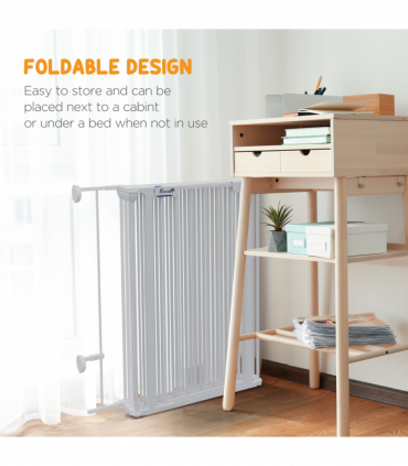 PawHut 2 in 1 Dog Pen, Safety Pet Gate, 6 Panels, for Medium Dogs, 90Hcm - White