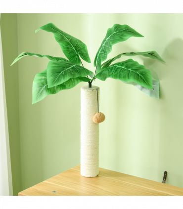 PawHut 2 in 1 Hidden Litter Box with Green Leaf Cat Tree, Indoor, Oak