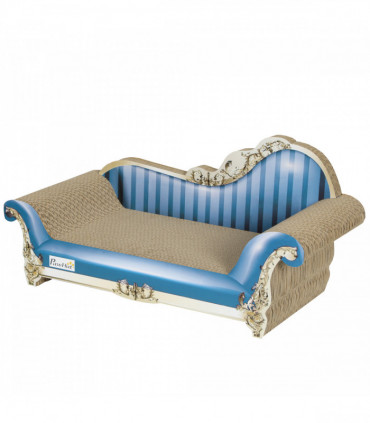 PawHut 2 in1 Cat Scratcher with Catnip, Cardboard Lounge Bed, Blue