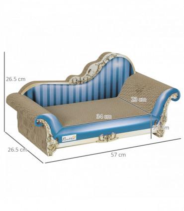 PawHut 2 in1 Cat Scratcher with Catnip, Cardboard Lounge Bed, Blue