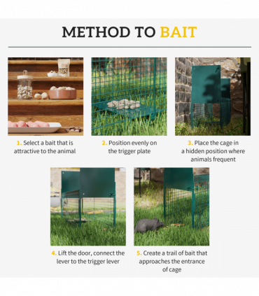 PawHut 2-Door Humane Live Cage Trap for Small Animal Easy Set, Dark Green