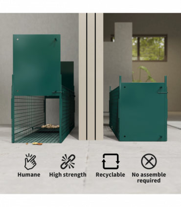 PawHut 2-Door Humane Live Cage Trap for Small Animal Easy Set, Dark Green