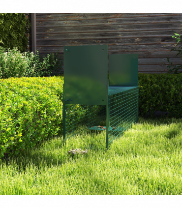 PawHut 2-Door Humane Live Cage Trap for Small Animal Easy Set, Dark Green