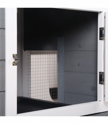 PawHut 2-Tier Wooden Rabbit Hutch Guinea Pig House Pet Cage Outdoor w/ Tray Ramp