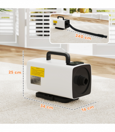 PawHut 2200W Dog Hair Dryer w/ Auto Adjustable Temperature & Airflow, White