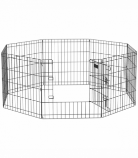PawHut 24" Pet Dog Playpen, Puppy Cage, Eight-Panel Metal Fence, Run, Garden