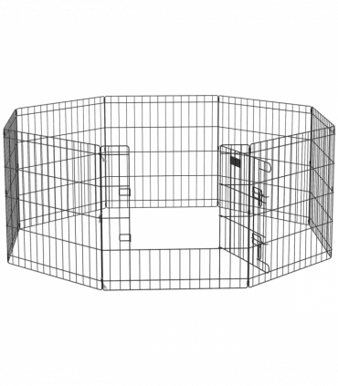 PawHut 24" Pet Dog Playpen, Puppy Cage, Eight-Panel Metal Fence, Run, Garden