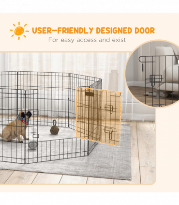 PawHut 24" Pet Dog Playpen, Puppy Cage, Eight-Panel Metal Fence, Run, Garden