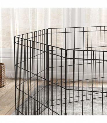 PawHut 24" Pet Dog Playpen, Puppy Cage, Eight-Panel Metal Fence, Run, Garden