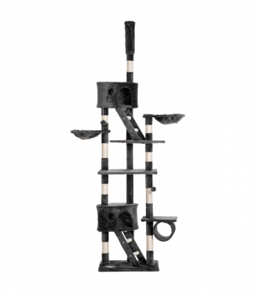 PawHut 240-260cm Floor to Ceiling Cat Tree with Scratching Posts - Dark Grey