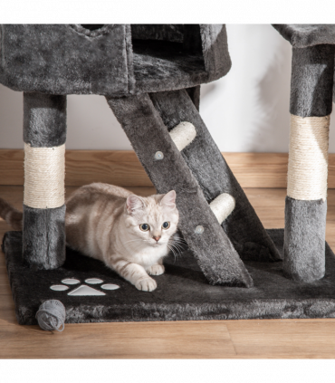 PawHut 240-260cm Floor to Ceiling Cat Tree with Scratching Posts - Dark Grey
