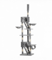 PawHut 240-260cm Floor to Ceiling Cat Tree with Scratching Posts - Light Grey