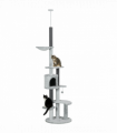 PawHut 255cm Floor to Ceiling Cat Tree with Scratching Posts, Hammock, House
