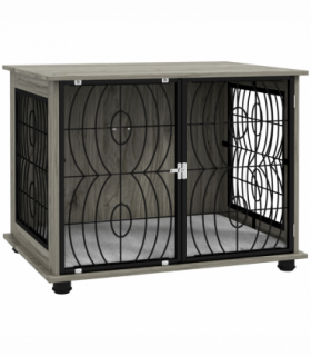 PawHut 29.5" Dog Crate Furniture End Table w/ Cushion for Medium Dogs