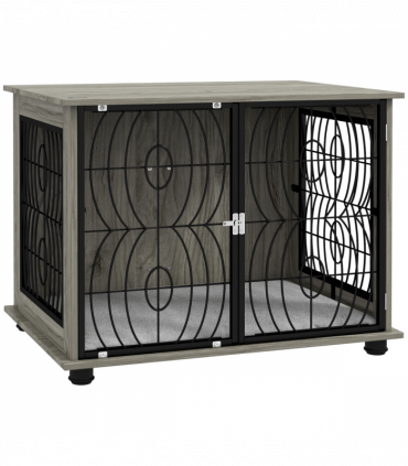 PawHut 29.5" Dog Crate Furniture End Table w/ Cushion for Medium Dogs