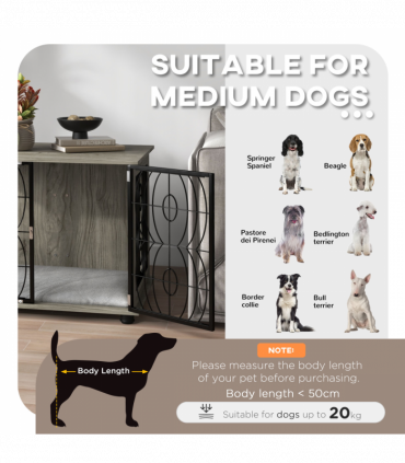 PawHut 29.5" Dog Crate Furniture End Table w/ Cushion for Medium Dogs