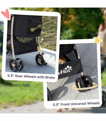 PawHut 3 In 1 Pet Stroller, Detachable Dog Cat Travel Carriage - Black
