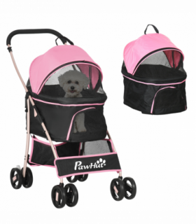 PawHut 3 In 1 Pet Stroller, Detachable Dog Cat Travel Carriage - Pink