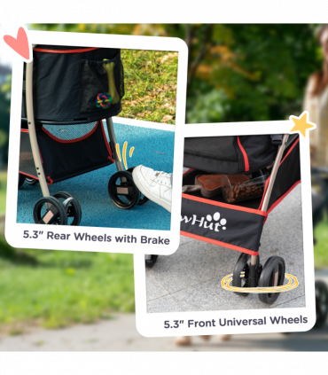 PawHut 3 In 1 Pet Stroller, Detachable Dog Cat Travel Carriage - Red