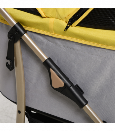 PawHut 3 In 1 Pet Stroller, Detachable Dog Cat Travel Carriage - Yellow