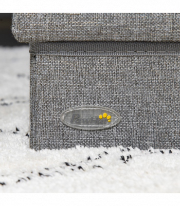 PawHut 3 Step Dog Steps with Storage Boxes, Cat Stairs for Bed Sofa, Light Grey