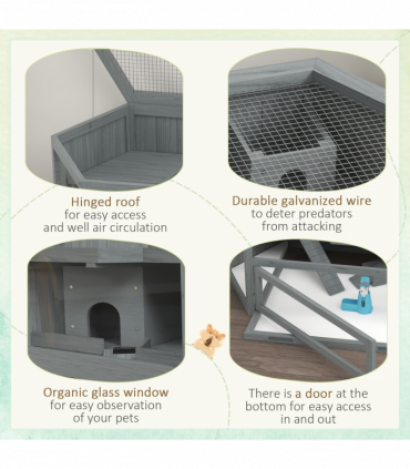 PawHut 3 Tier Wooden Hamster Cage Gerbil Play Centre w/ Sliding Tray Ramps