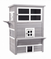 PawHut 3 Tier Wooden Kitten Shelter for Indoor, Outdoor, Grey