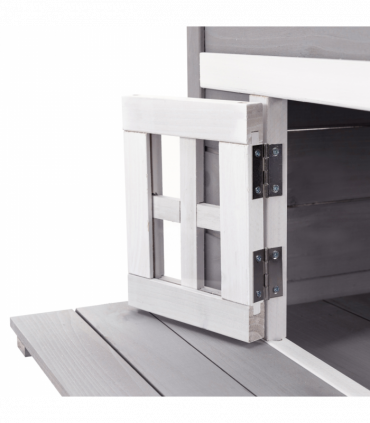 PawHut 3 Tier Wooden Kitten Shelter for Indoor, Outdoor, Grey