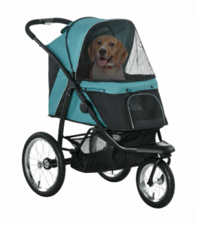 PawHut 3 Wheel Pet Stroller, for Medium Small Dogs, Foldable Cat Pram - Green