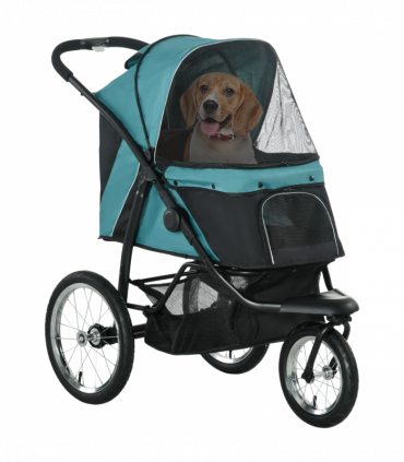PawHut 3 Wheel Pet Stroller, for Medium Small Dogs, Foldable Cat Pram - Green