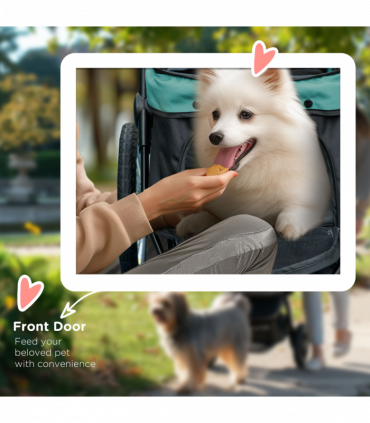 PawHut 3 Wheel Pet Stroller, for Medium Small Dogs, Foldable Cat Pram - Green