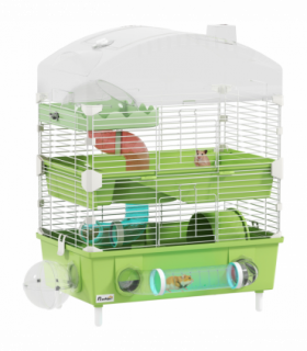 PawHut 3-Tier Hamster Cage, Hamster Habitat with Accessories, Green
