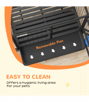 PawHut 36" Heavy Duty Dog Crate on Wheels w/ Bowl Holder, Removable Tray