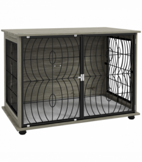 PawHut 37" Dog Crate Furniture End Table w/ Cushion for Large Dogs