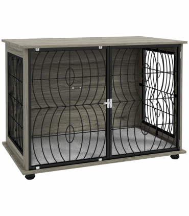 PawHut 37" Dog Crate Furniture End Table w/ Cushion for Large Dogs