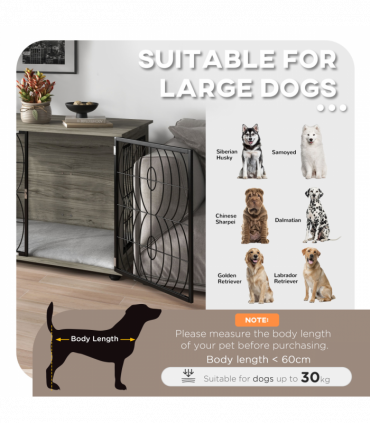 PawHut 37" Dog Crate Furniture End Table w/ Cushion for Large Dogs