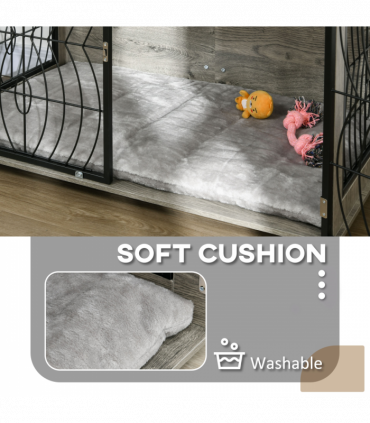 PawHut 37" Dog Crate Furniture End Table w/ Cushion for Large Dogs