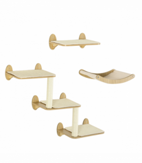 PawHut 3PCs Wall Mounted Cat Tree Cat Climbing Shelf Set Scratching Post