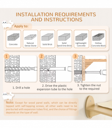 PawHut 3PCs Wall Mounted Cat Tree Cat Climbing Shelf Set Scratching Post