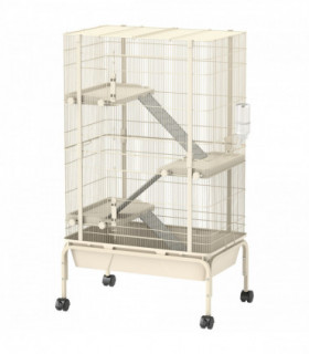 PawHut 4 Levels Rolling Small Animal Cage, Rabbit Cage with 15cm Deep Bottom
