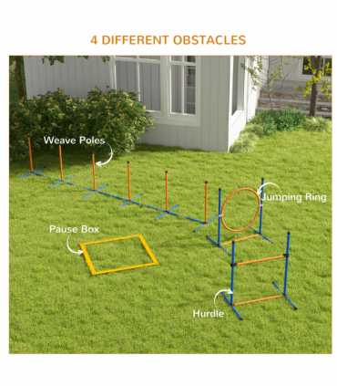 PawHut 4 Pcs Dog Agility Training Equipment, Dog Outdoor Games w/ Carry Bag
