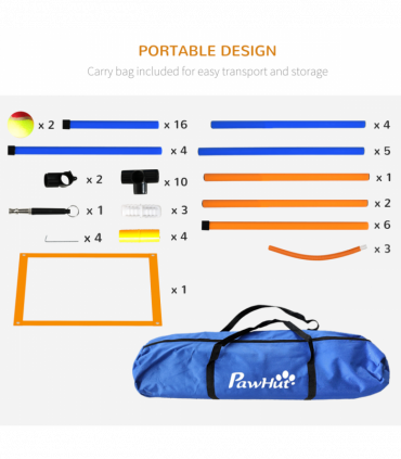 PawHut 4 Pcs Dog Agility Training Equipment, Dog Outdoor Games w/ Carry Bag