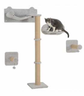 PawHut 4 Piece Cat Shelves w/ Scratching Post, Steps, Jumping Platform
