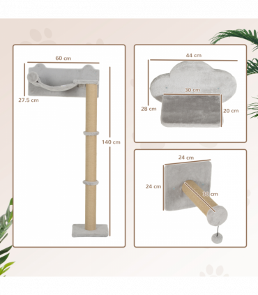 PawHut 4 Piece Cat Shelves w/ Scratching Post, Steps, Jumping Platform