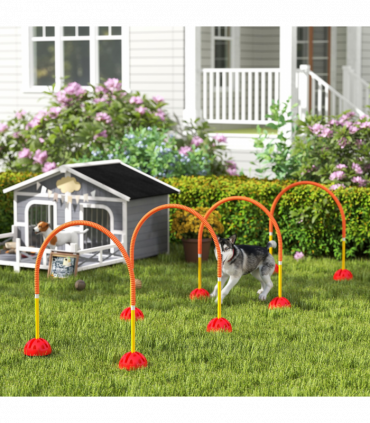 PawHut 4 Piece Dog Agility Training Equipment with Carry Bag, Orange