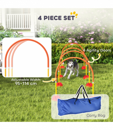 PawHut 4 Piece Dog Agility Training Equipment with Carry Bag, Orange