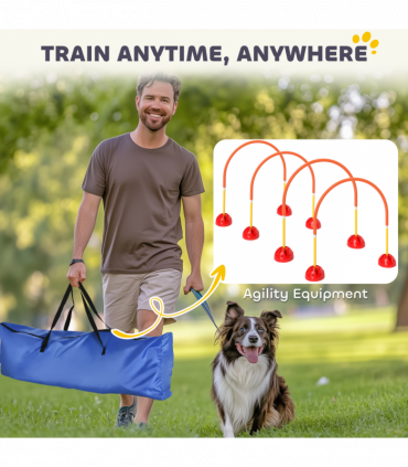 PawHut 4 Piece Dog Agility Training Equipment with Carry Bag, Orange