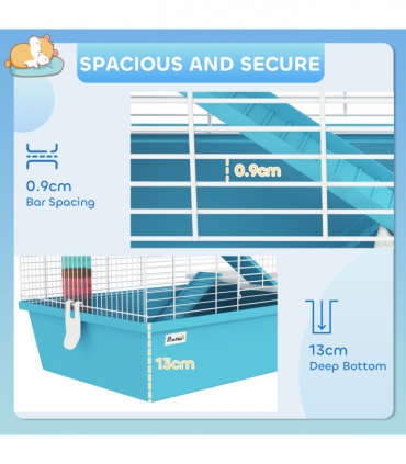 PawHut 4 Tier Hamster Cage with Tubes, for Drawf, 58 x 36 x 65cm, Light Blue