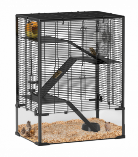 PawHut 4 Tiers Hamster Cage with Deep Tempered Glass Bottom, 60 x 40 x 80cm
