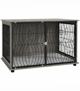 PawHut 44.5" Dog Crate Furniture End Table w/ Cushion for Extra Large Dogs